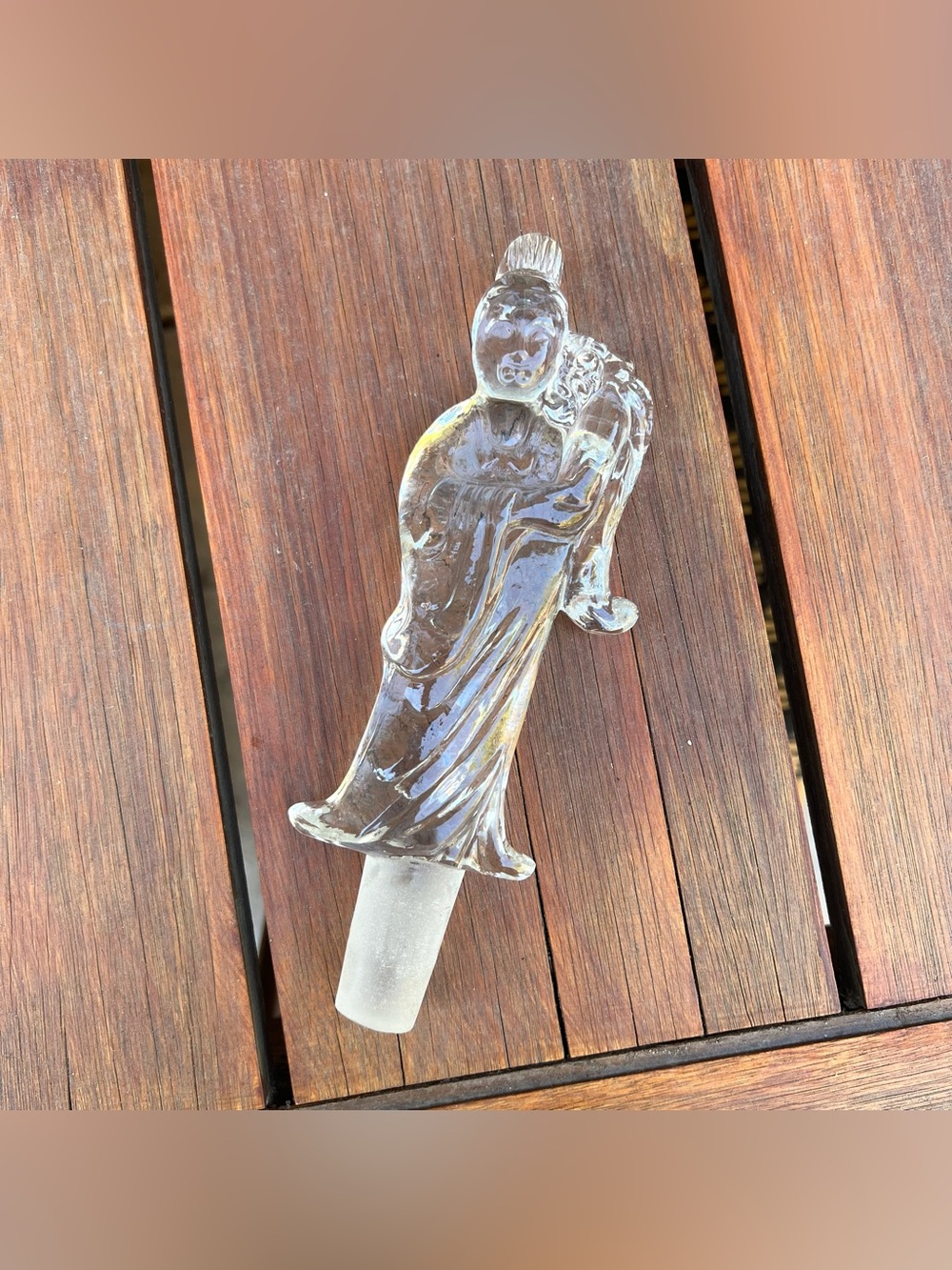 Vintage Steuben Crystal Quan Yen Figurine Art Glass No Base RARE 8" Tall